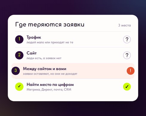 Нет заявок с сайта: три места, где теряются клиенты — трафик, сайт и путь заявки до вас